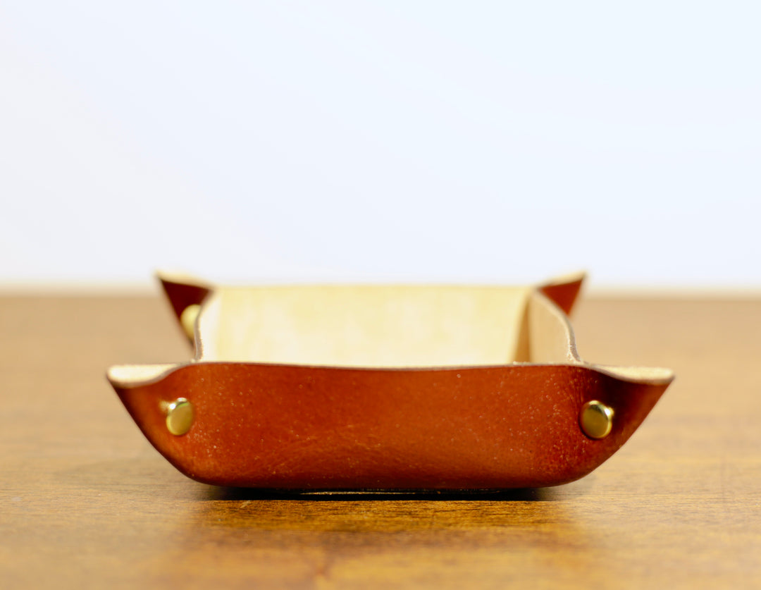 Wildflower Small Leather Valet - Hand-Tooled Organizer Tray