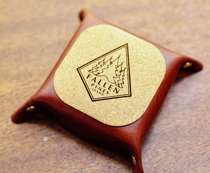 Wildflower Small Leather Valet - Hand-Tooled Organizer Tray