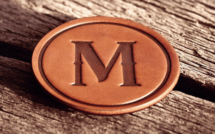 Monogrammed Leather Coaster - 5" Premium Personalized Drink Coasters