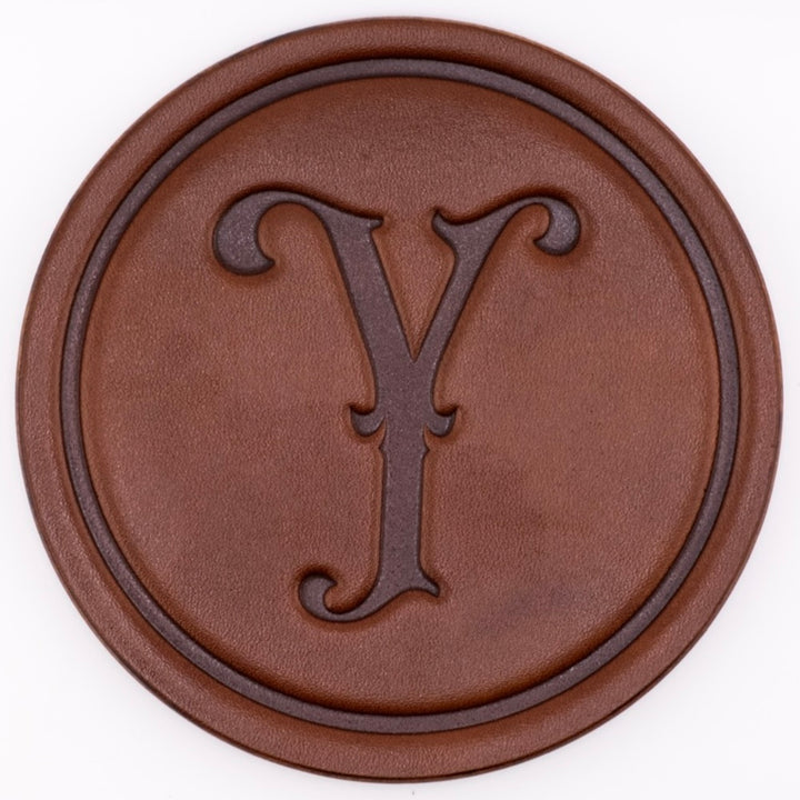 Monogrammed Leather Coaster - 5" Premium Personalized Drink Coasters