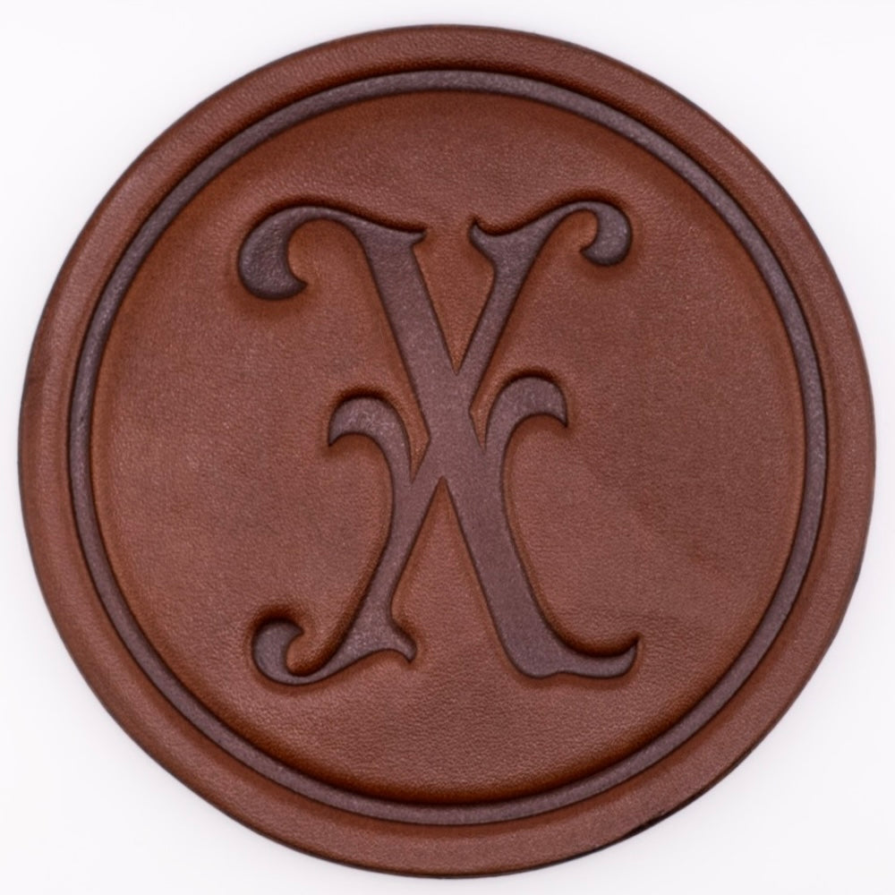 Monogrammed Leather Coaster - 5" Premium Personalized Drink Coasters