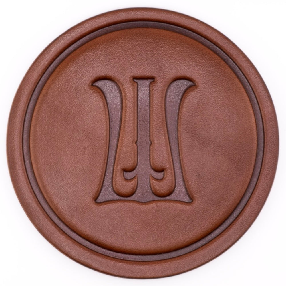 Monogrammed Leather Coaster - 5" Premium Personalized Drink Coasters