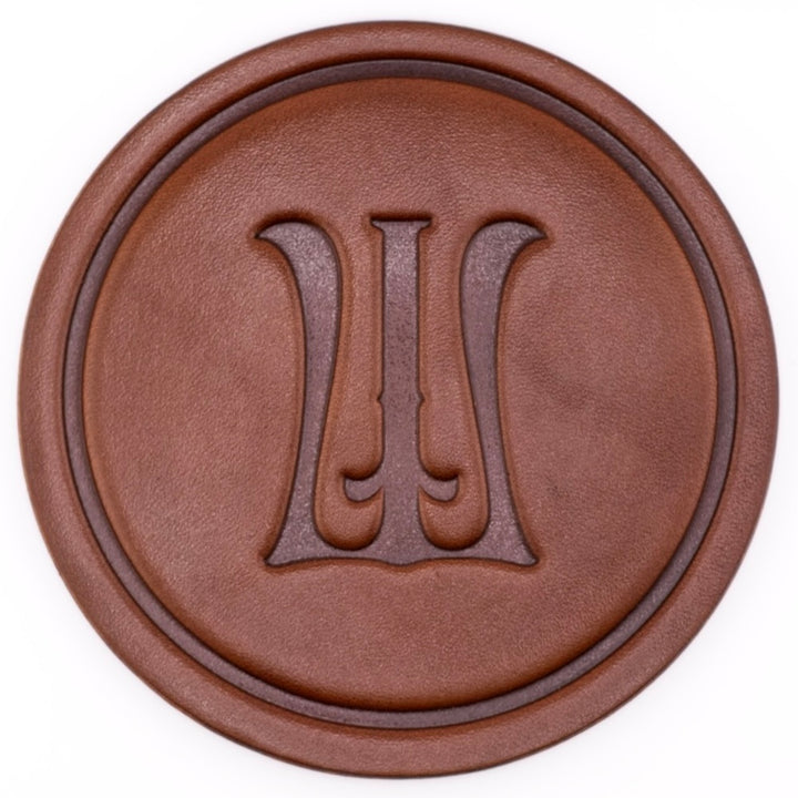Monogrammed Leather Coaster - 5" Premium Personalized Drink Coasters