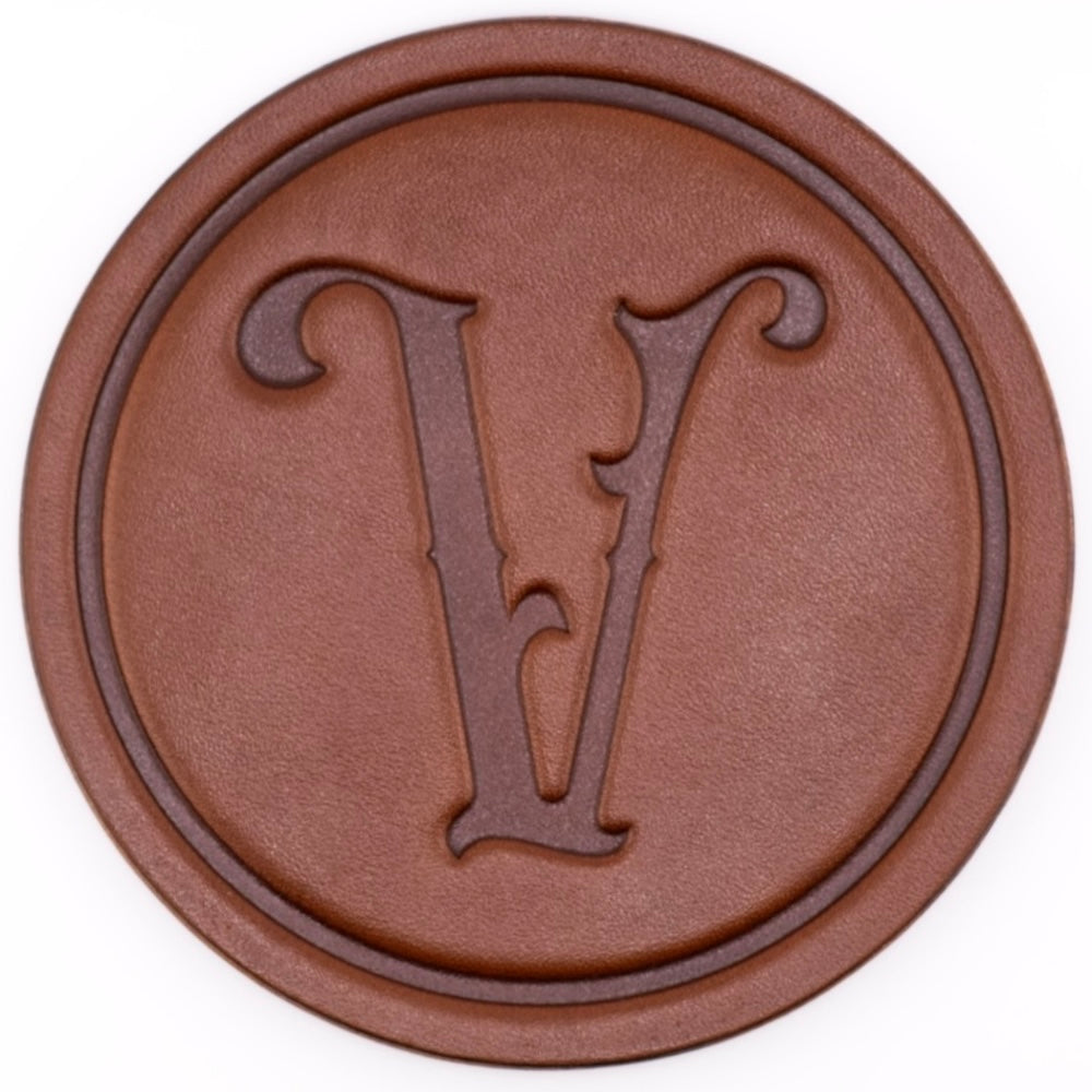 Monogrammed Leather Coaster - 5" Premium Personalized Drink Coasters