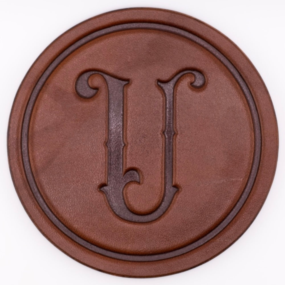 Monogrammed Leather Coaster - 5" Premium Personalized Drink Coasters