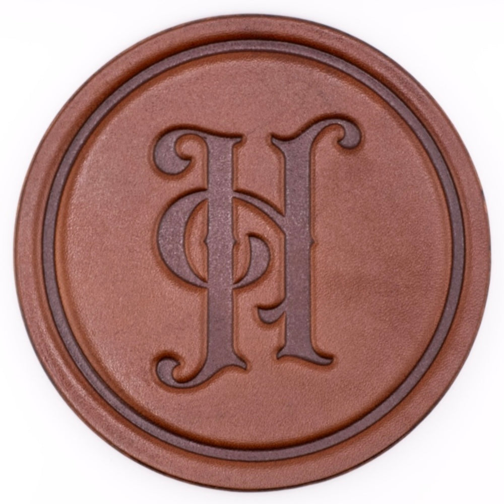 Monogrammed Leather Coaster - 5" Premium Personalized Drink Coasters