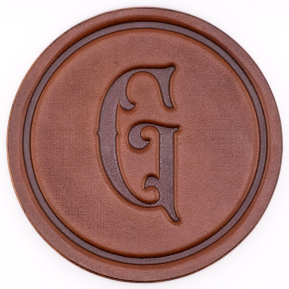 Monogrammed Leather Coaster - 5" Premium Personalized Drink Coasters