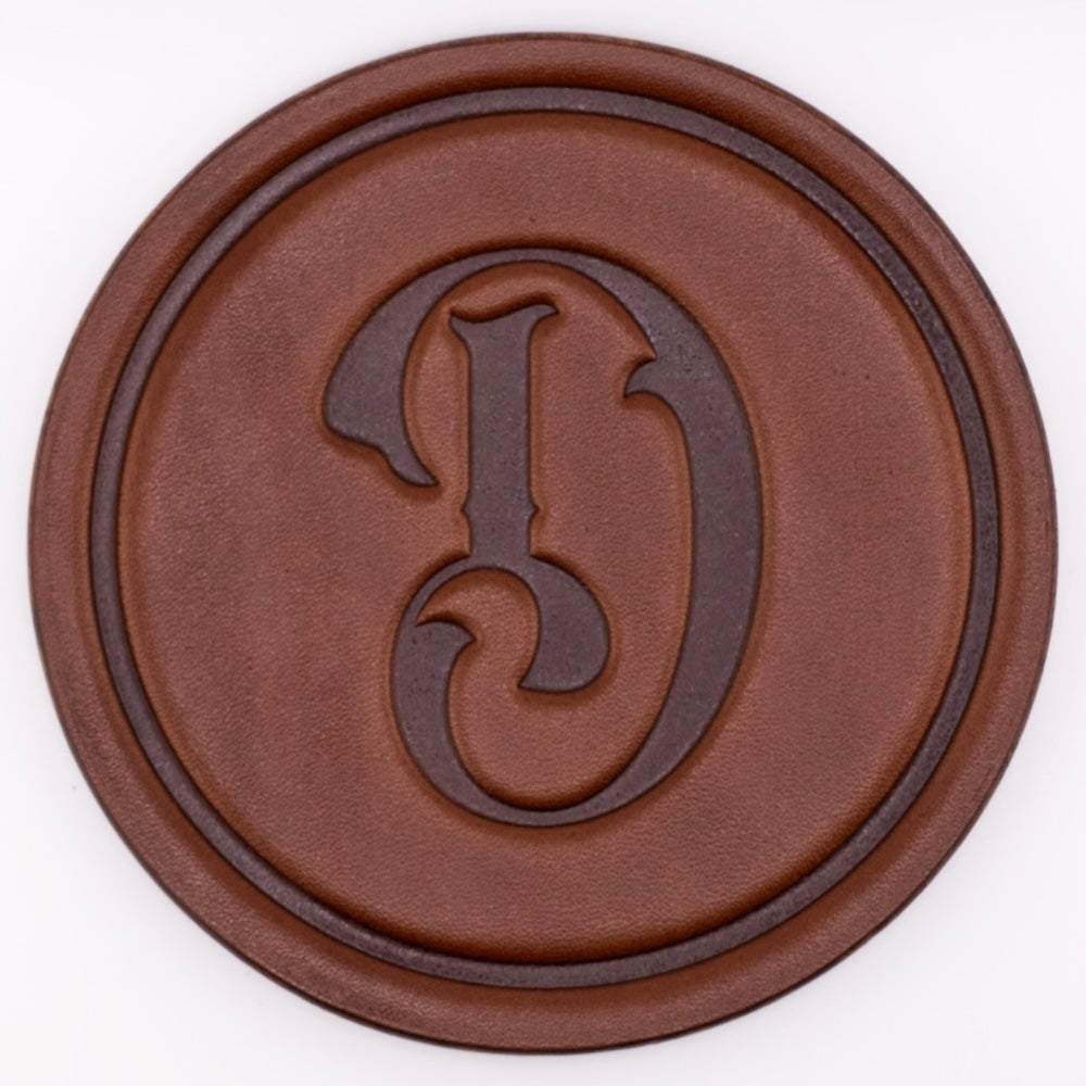Monogrammed Leather Coaster - 5" Premium Personalized Drink Coasters