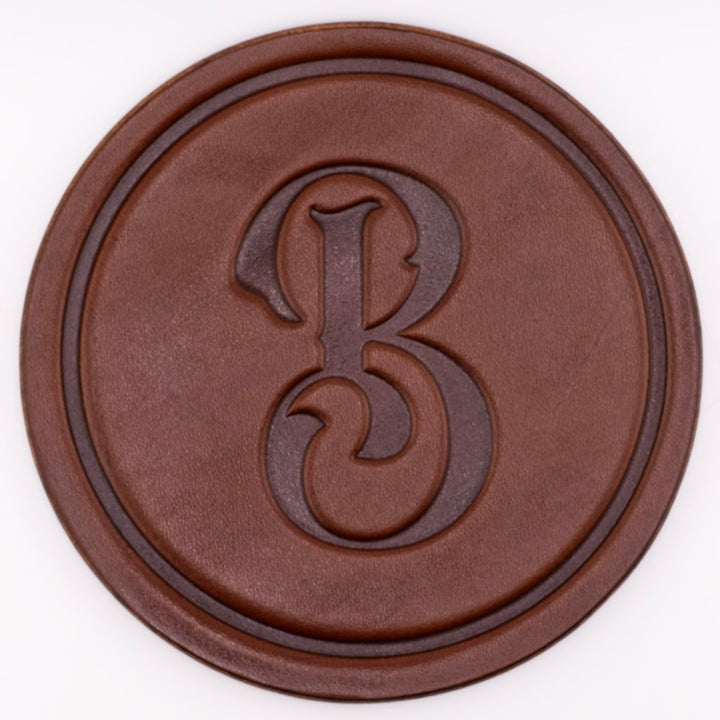 Monogrammed Leather Coaster - 5" Premium Personalized Drink Coasters