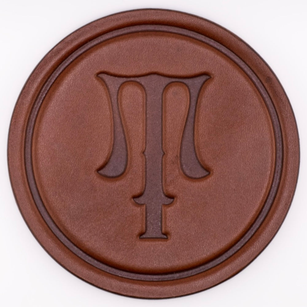 Monogrammed Leather Coaster - 5" Premium Personalized Drink Coasters