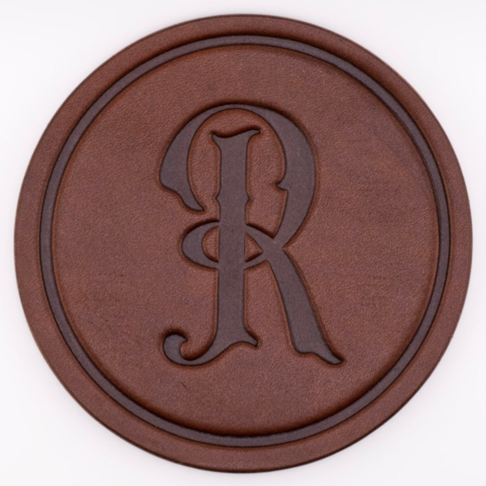 Monogrammed Leather Coaster - 5" Premium Personalized Drink Coasters