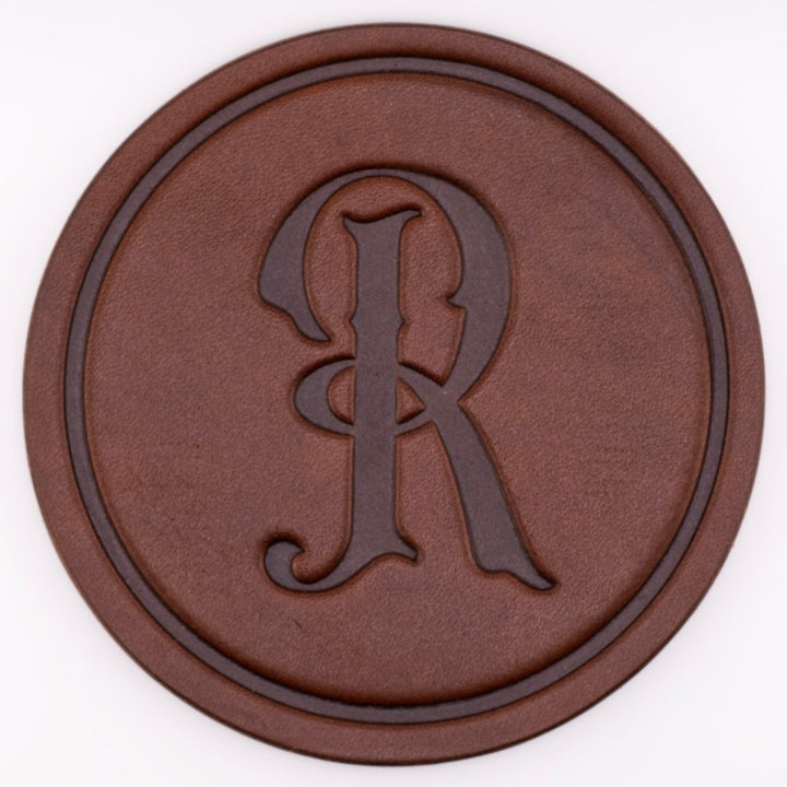 Monogrammed Leather Coaster - 5" Premium Personalized Drink Coasters