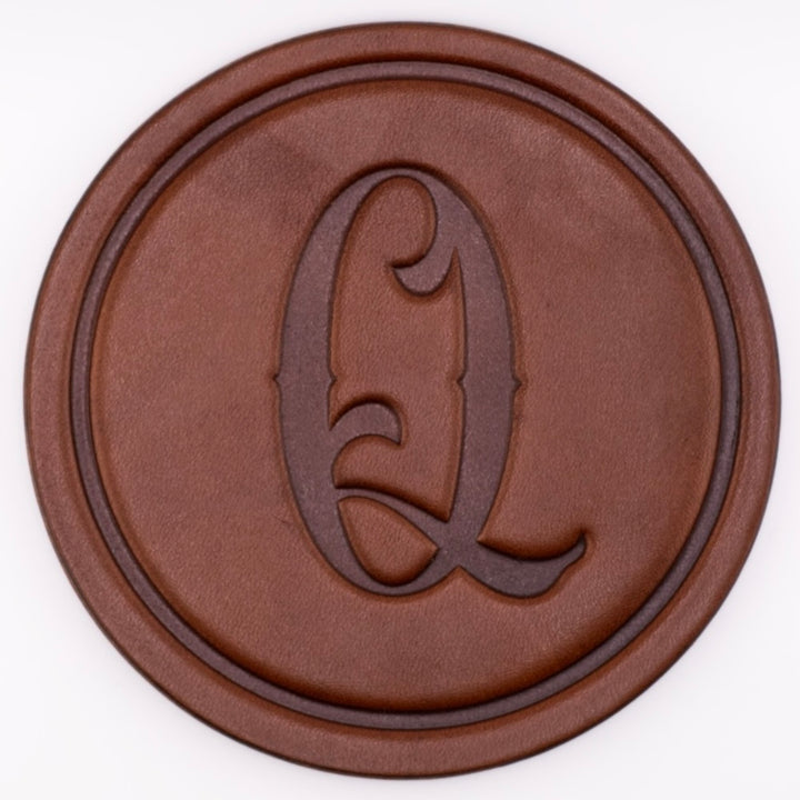 Monogrammed Leather Coaster - 5" Premium Personalized Drink Coasters