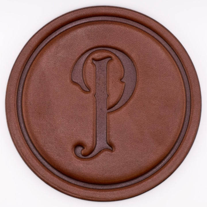 Monogrammed Leather Coaster - 5" Premium Personalized Drink Coasters