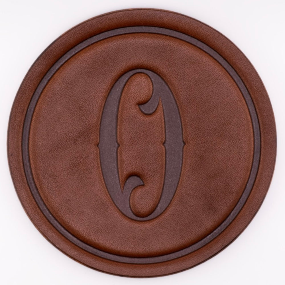 Monogrammed Leather Coaster - 5" Premium Personalized Drink Coasters