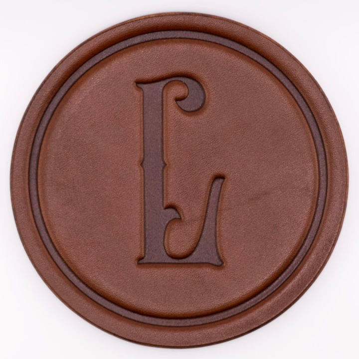 Monogrammed Leather Coaster - 5" Premium Personalized Drink Coasters