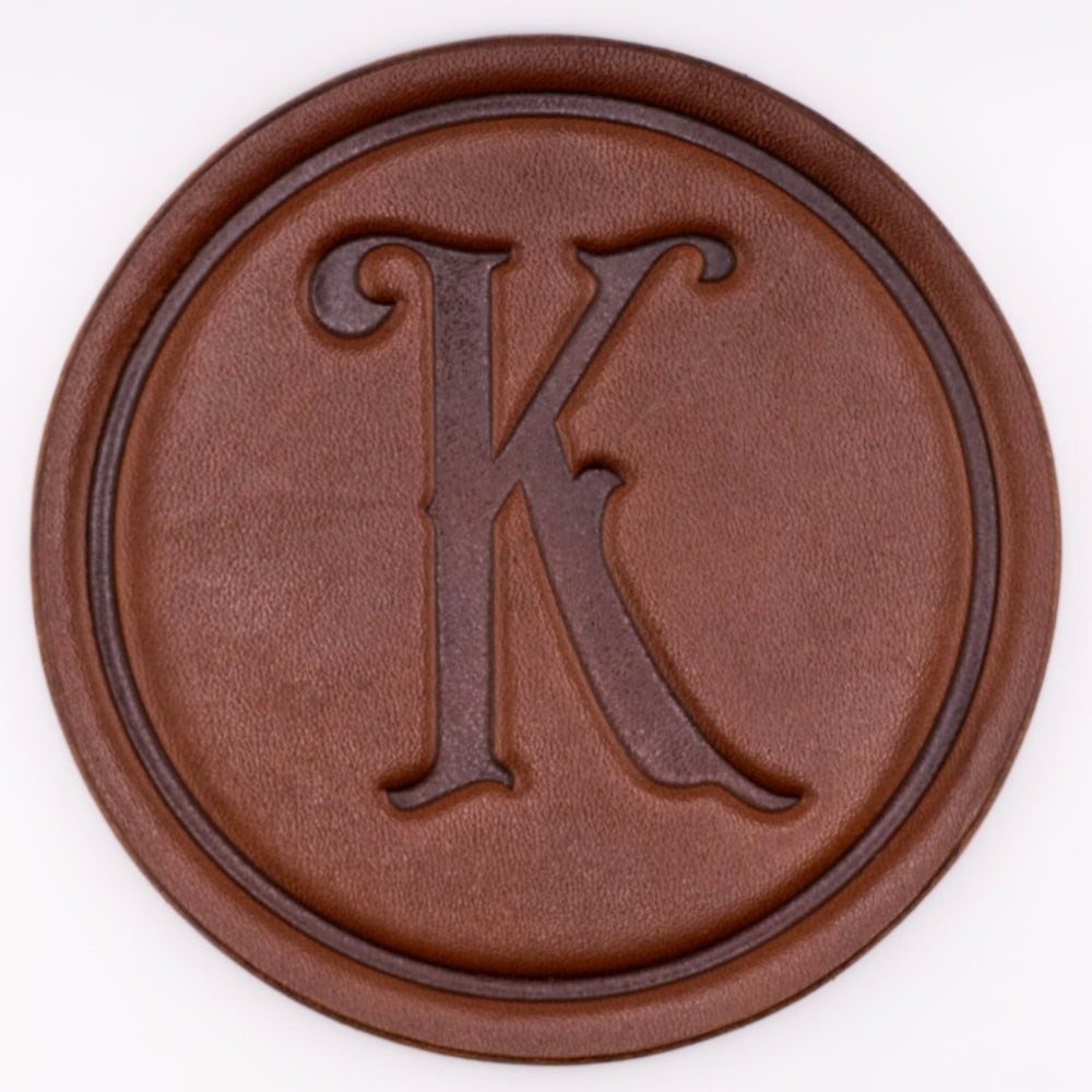 Monogrammed Leather Coaster - 5" Premium Personalized Drink Coasters