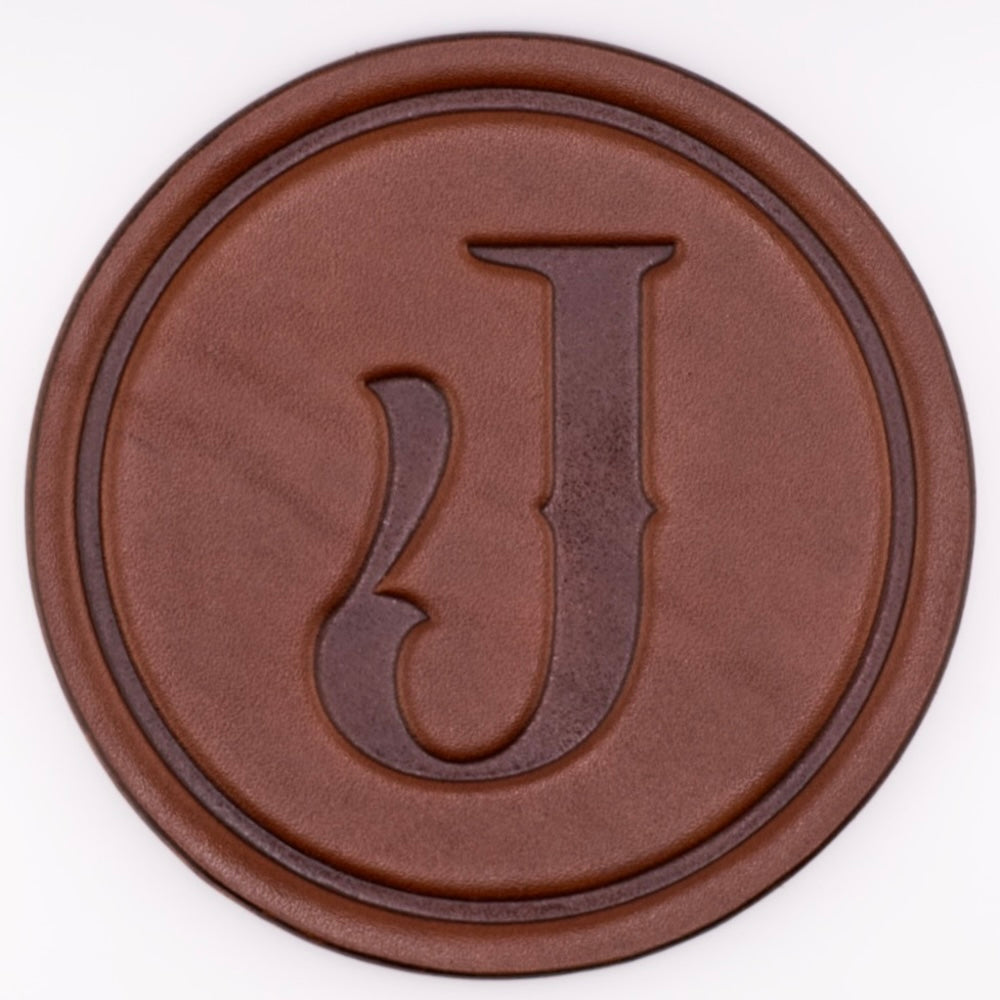 Monogrammed Leather Coaster - 5" Premium Personalized Drink Coasters