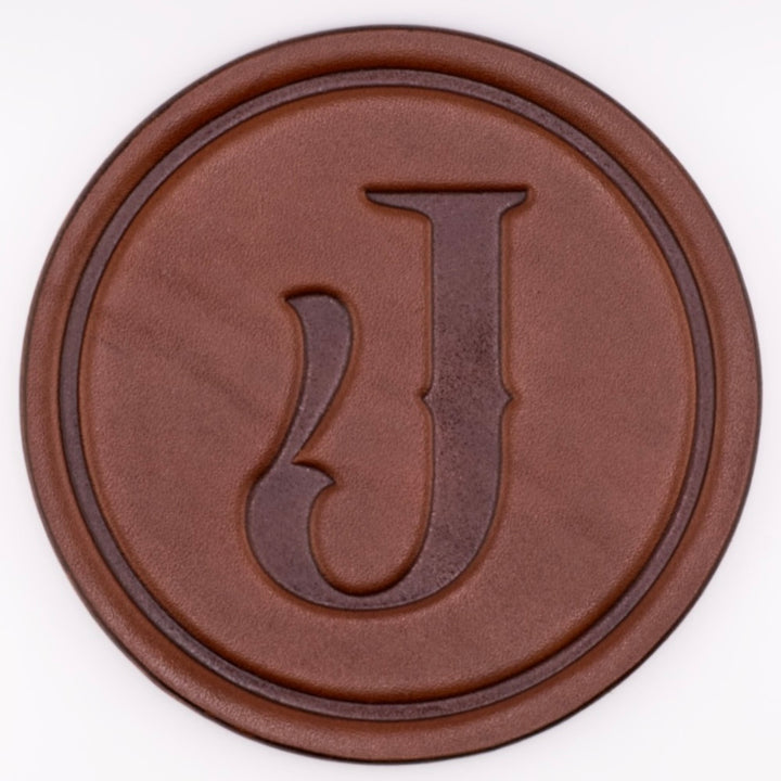 Monogrammed Leather Coaster - 5" Premium Personalized Drink Coasters