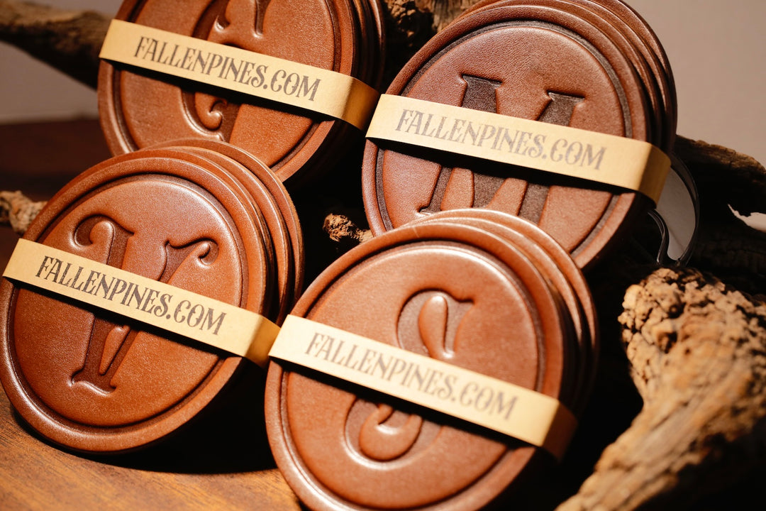 Monogrammed Leather Coaster - 5" Premium Personalized Drink Coasters