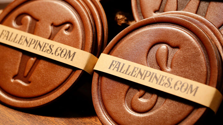 Monogrammed Leather Coaster - 5" Premium Personalized Drink Coasters
