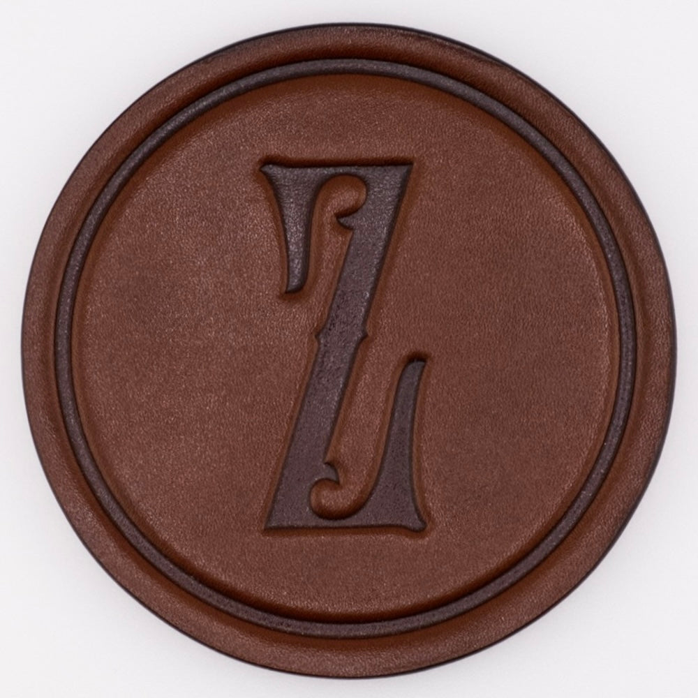 Monogrammed Leather Coaster - 5" Premium Personalized Drink Coasters