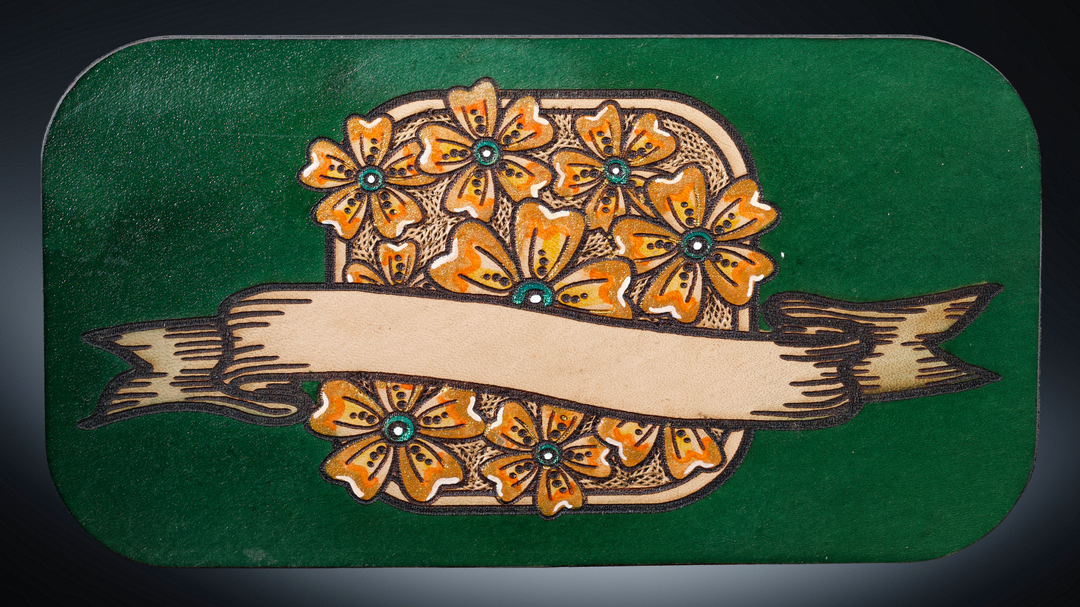 Wildflower Large Leather Valet Tray - Handcrafted Idaho Organizer