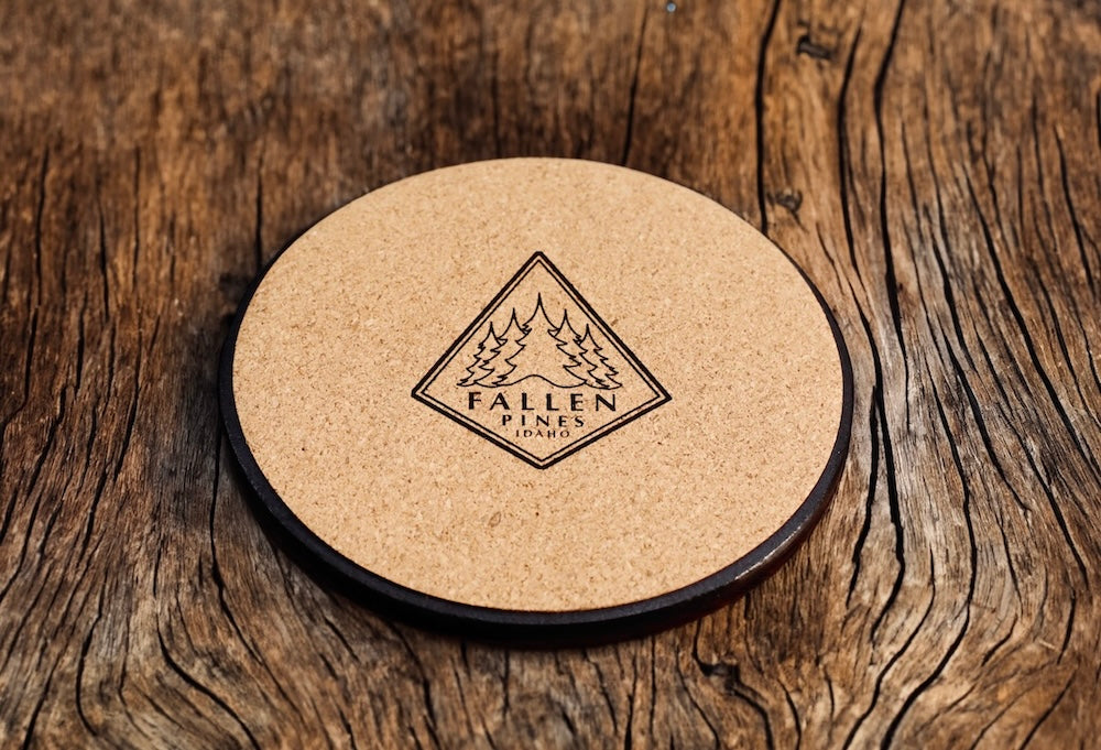 5" Leather Idaho Coaster Set with Holder - Full-Grain Leather
