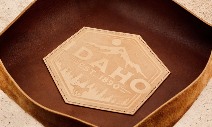 Idaho Badge Valet - Premium Leather Organizer Tray