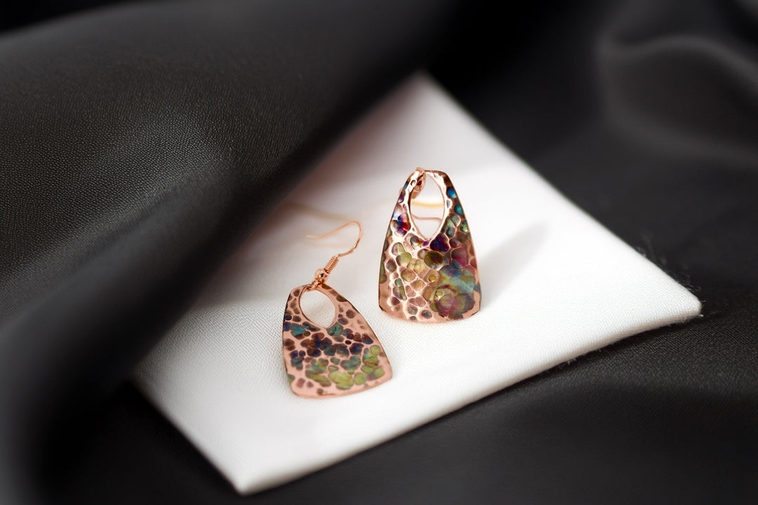 Crater Collection - Hand-Forged Copper Jewelry | Flame-Painted Pendants & Earrings