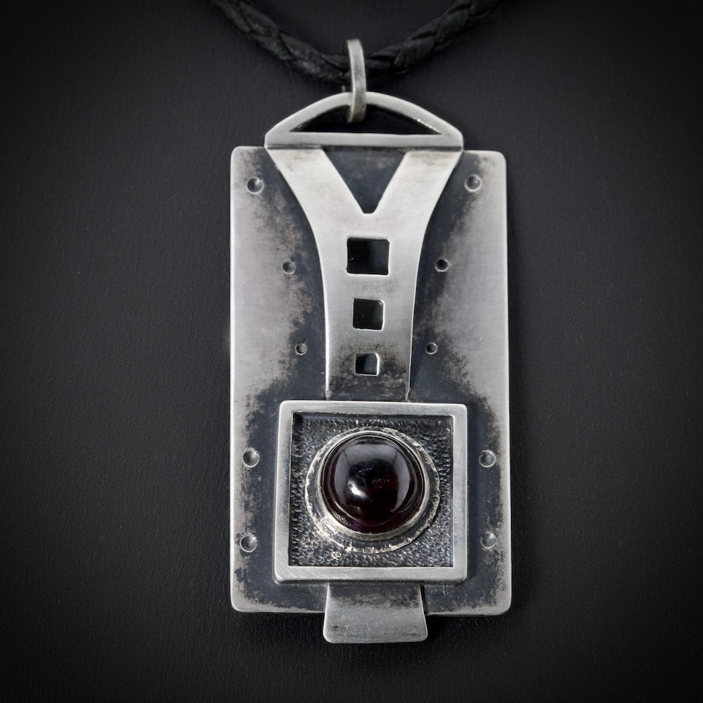 The Dark Star - Sterling Silver Star Garnet Pendant | Hand-Forged Jewelry