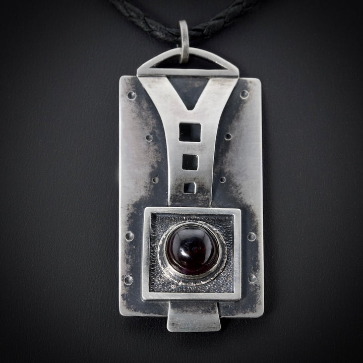 The Dark Star - Sterling Silver Star Garnet Pendant | Hand-Forged Jewelry