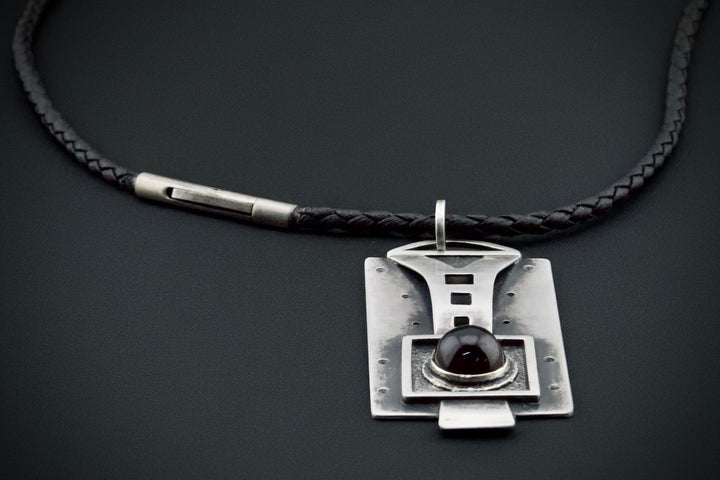 The Dark Star - Sterling Silver Star Garnet Pendant | Hand-Forged Jewelry