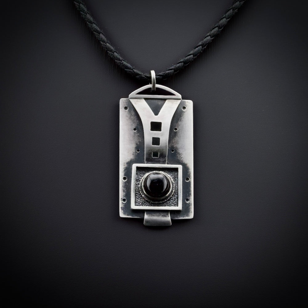 The Dark Star - Sterling Silver Star Garnet Pendant | Hand-Forged Jewelry