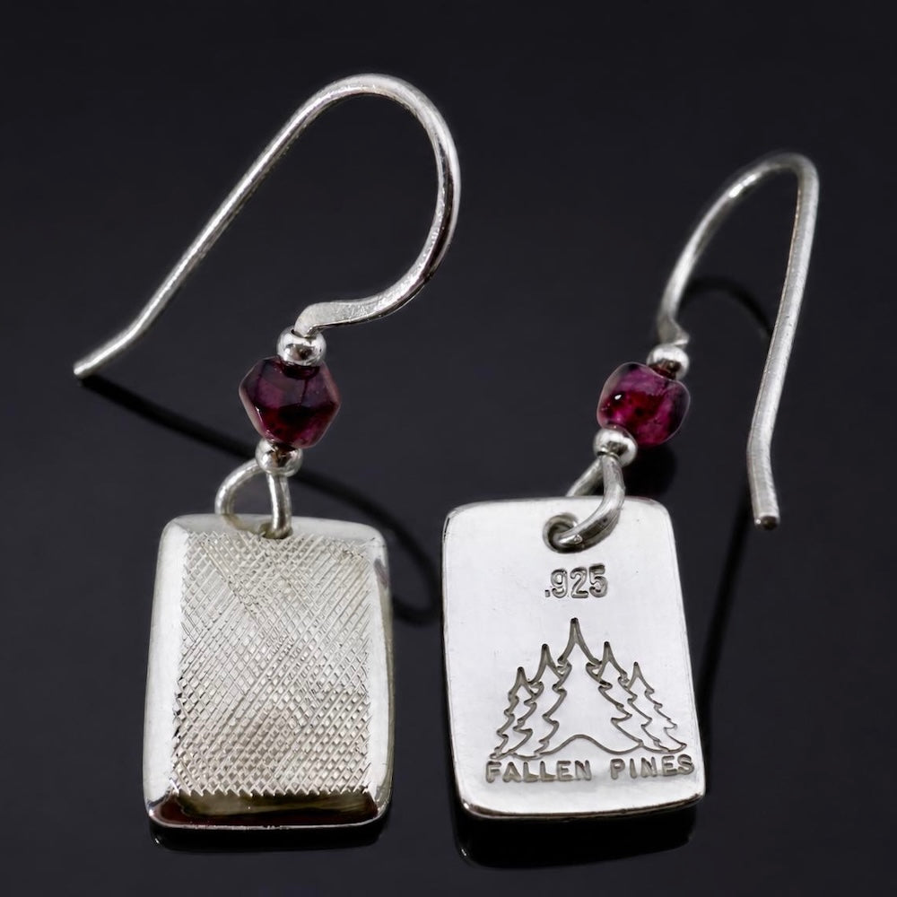 Florentine-Engraved Garnet Drop Earrings