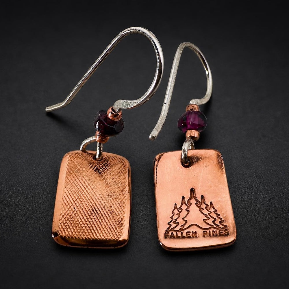 Florentine-Engraved Garnet Drop Earrings