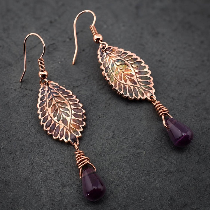 Island Palm - Sterling Silver & Copper Earrings
