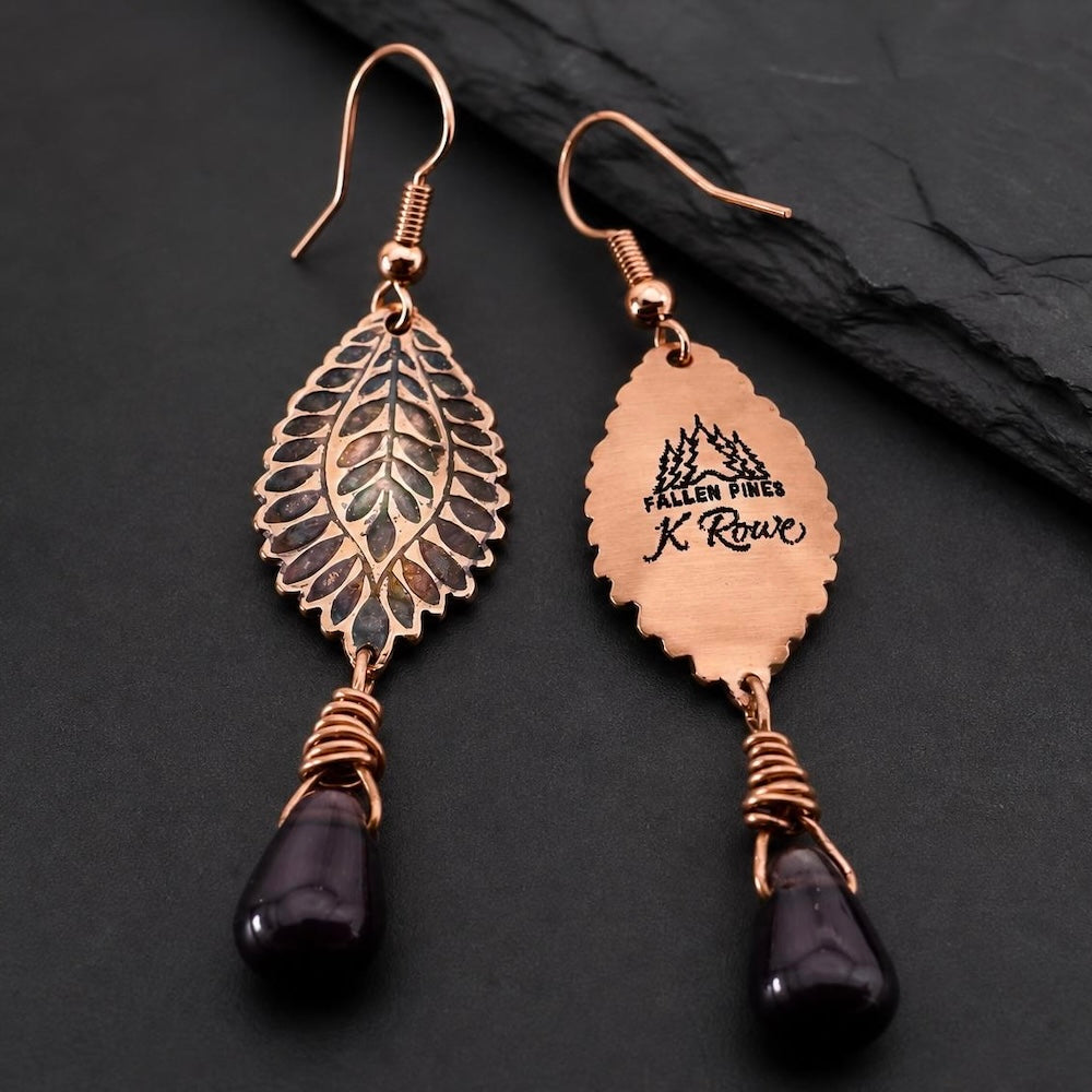 Island Palm - Sterling Silver & Copper Earrings