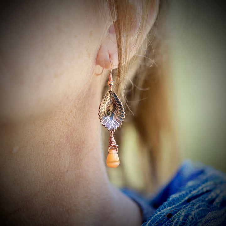 Island Palm - Sterling Silver & Copper Earrings