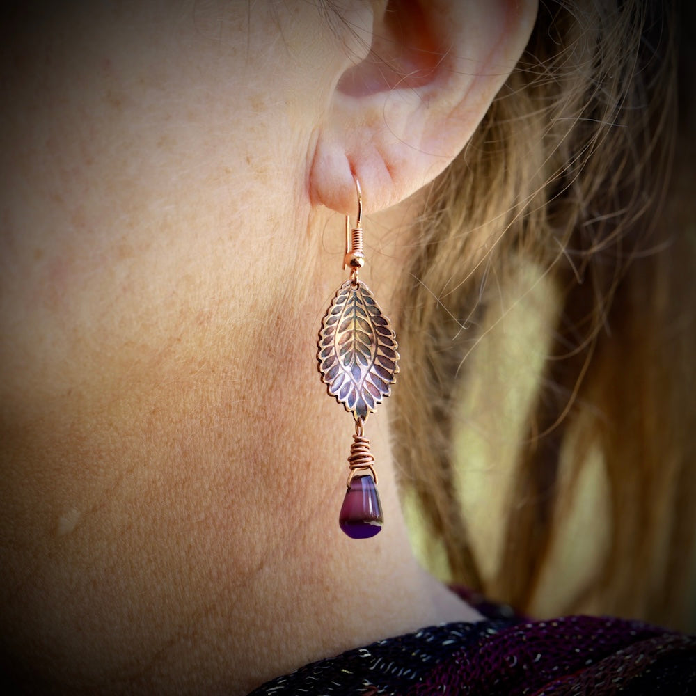 Island Palm - Sterling Silver & Copper Earrings