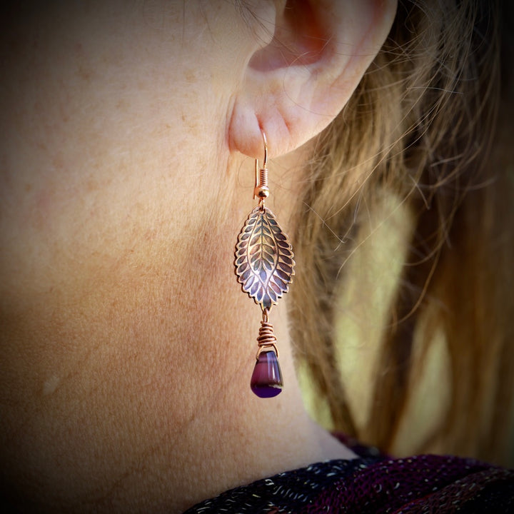 Island Palm - Sterling Silver & Copper Earrings