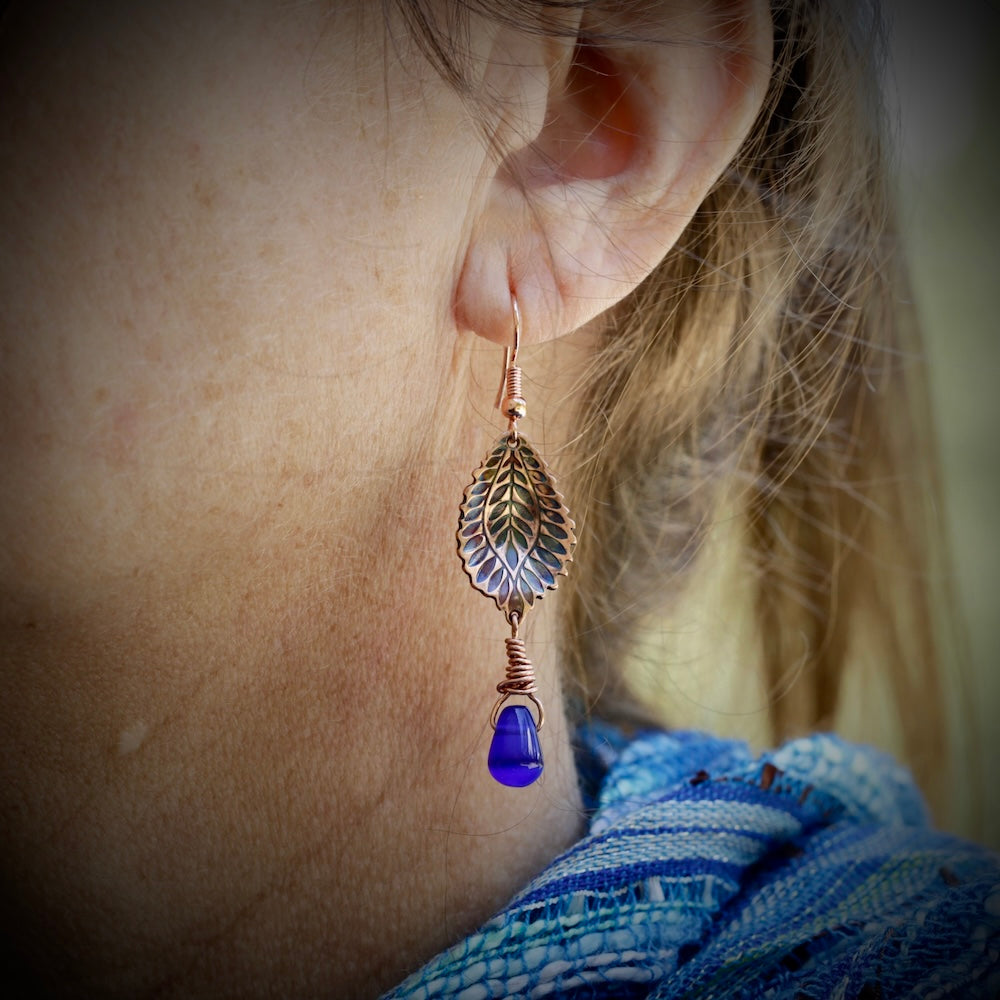 Island Palm - Sterling Silver & Copper Earrings