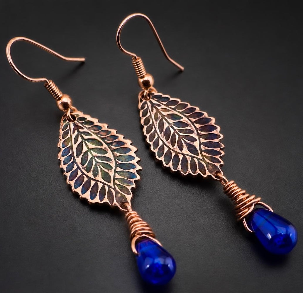 Island Palm - Sterling Silver & Copper Earrings