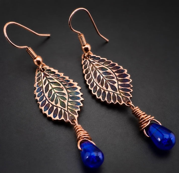 Island Palm - Sterling Silver & Copper Earrings