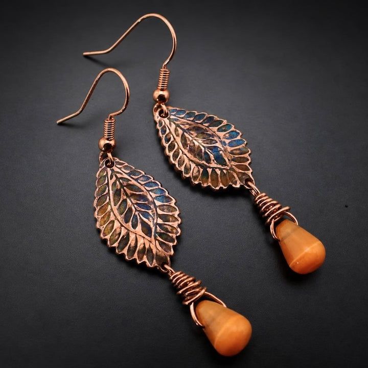 Island Palm - Sterling Silver & Copper Earrings