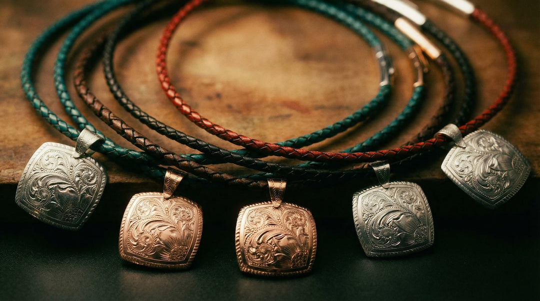 hand engraved copper and silver necklace